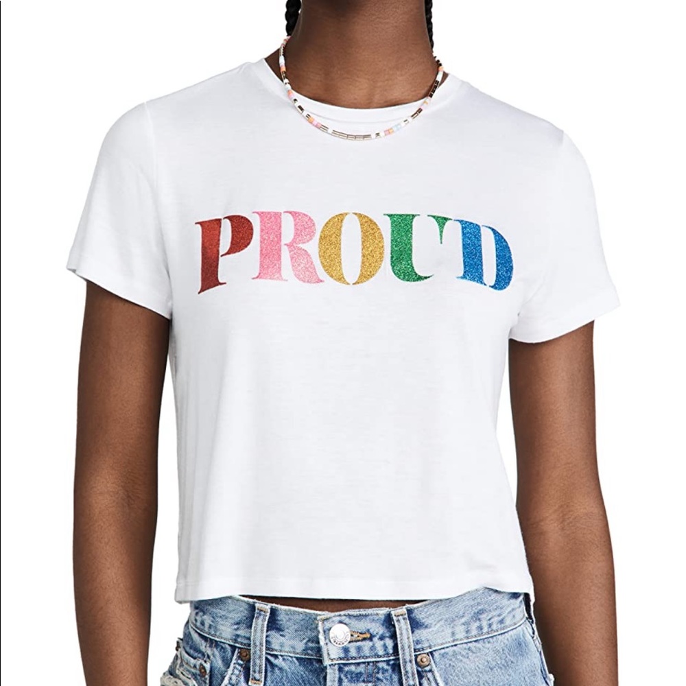 NWT Beach Riot Women's Proud T-Shirt glitter